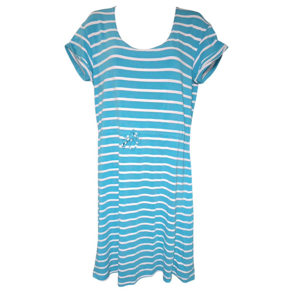 Columbia LG Blue White PFG Short Sleeve Omni-wick Dress Spring Summer Everyday